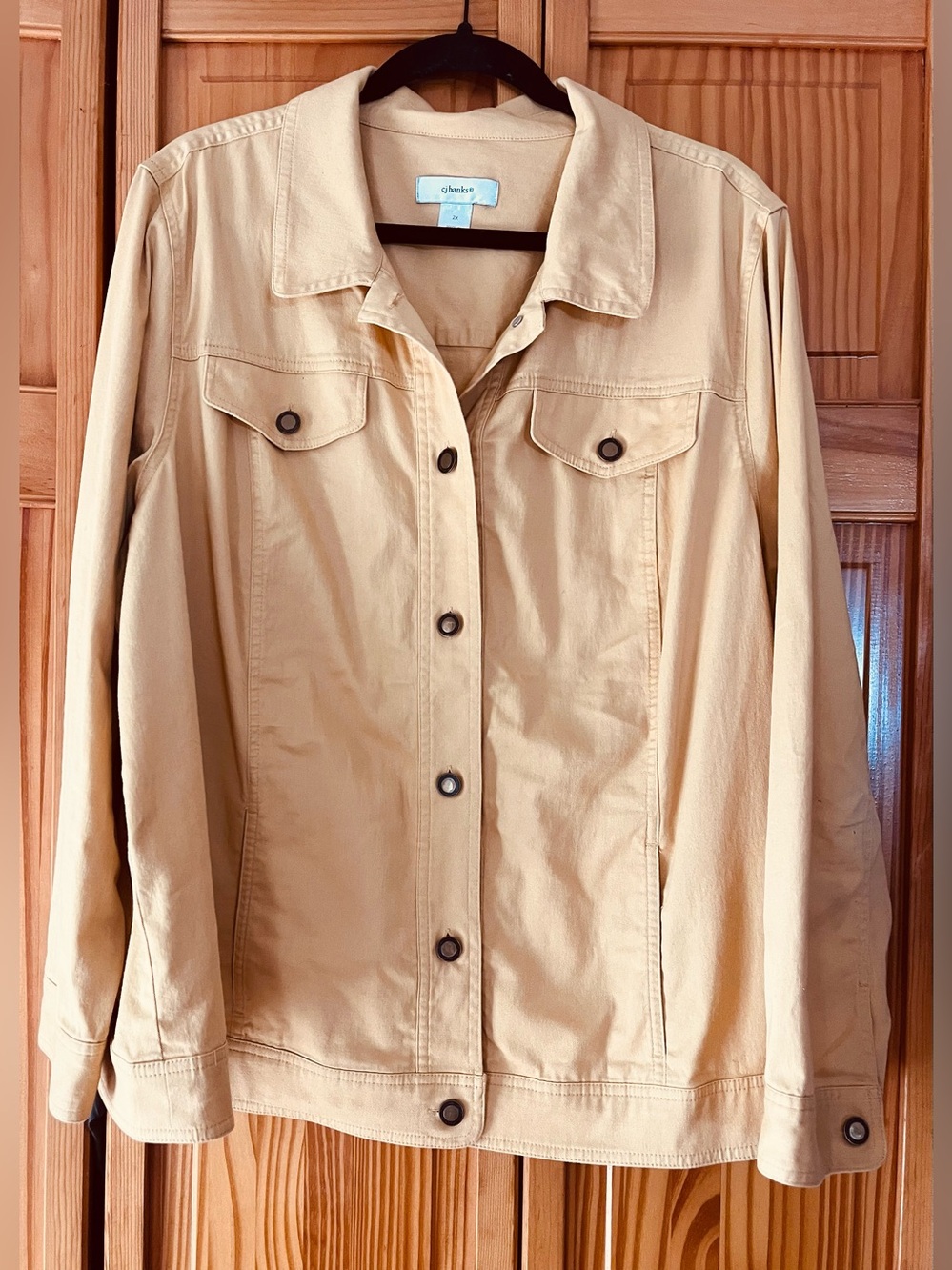CJ Banks Mustard Yellow Denim-Style Button Jacket
